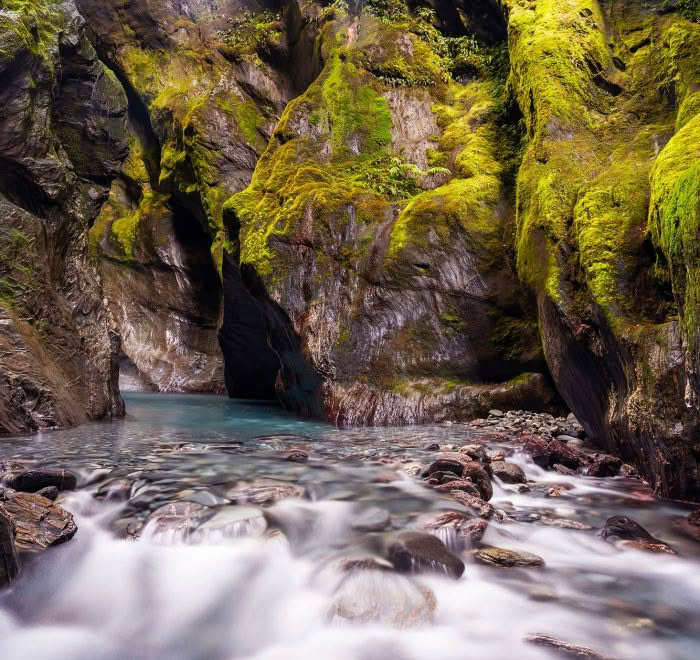 Canyon in Haast Pass, New Zealand. Private Photography Tours